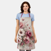 Elegante roze  geïnspireerde bloemen schort (Gedragen)