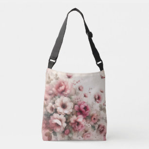 Elegante roze geïnspireerde Waterverf Bloemen Crossbody Tas