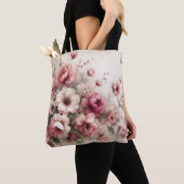 Elegante roze  geïnspireerde Waterverf Bloemen Tote Bag (Dichtbij)