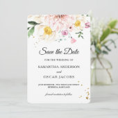 Elegante Roze & Gele Aquarel Bloemen Save The Date (Staand voorkant)