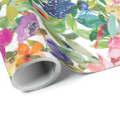 Elegante roze gele bloemige botanische bloemen cadeaupapier (Rol Hoek)