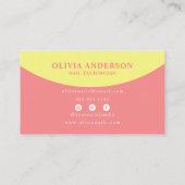 Elegante roze gele vrouwelijke moderne nageltechno visitekaartje (Achterkant)