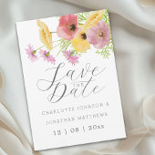 Elegante Roze & Gele Wilde Bloemen Bruiloft Save The Date