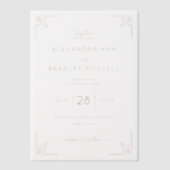 Elegante Roze Geometrische Bruiloft Vellum Uitnodigingen (Voorkant)