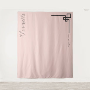Elegante Roze Geometrische Calligrafie Wandkleed