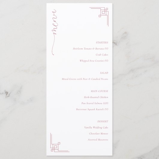 Elegante Roze Geometrische Menu (Voorkant)