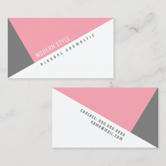 elegante roze geometrische moderne stijl visitekaartje (Voorkant / Achterkant)