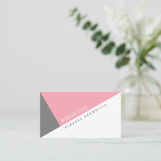 elegante roze geometrische moderne stijl visitekaartje (Staand voorkant)