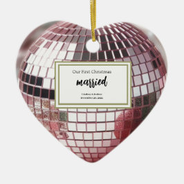 Elegante roze gepersonaliseerde eerste kerst Pas g Keramisch Ornament