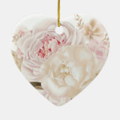 Elegante roze gepersonaliseerde eerste kerst Pas g Keramisch Ornament (Achterkant)