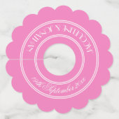 Elegante roze gepersonaliseerde namen wijnglas lab wijnglaslabel (Voorkant)