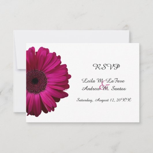 Elegante Roze Gerbera Madelief Bruiloft RSVP Kaart (Voorkant)