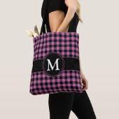 Elegante Roze Geruite Monogram Tote Bag (Dichtbij)