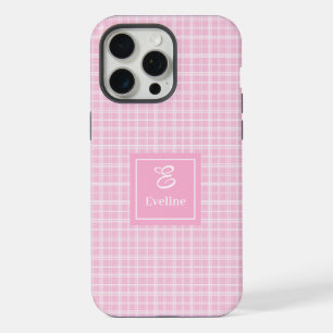 Elegante Roze Geruite Op Maat Gemaakte Hoes voor T iPhone 15 Pro Max Case