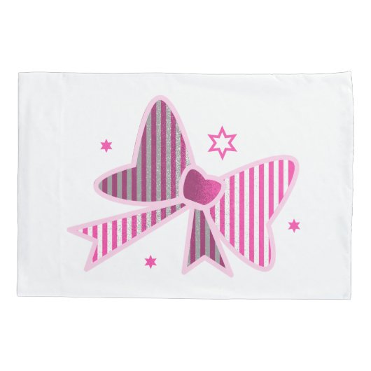 Elegante Roze Gestreepte Boog met Sterren Kussen H Kussensloop (Achterkant-Links)