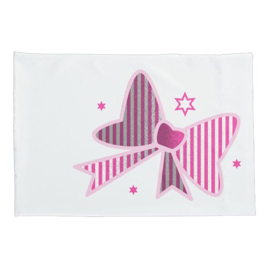 Elegante Roze Gestreepte Boog met Sterren Kussen H Kussensloop (Achterkant-Rechts)