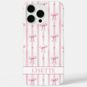 Elegante roze gestreepte Coquette strikken met mon iPhone 16 Pro Max Hoesje