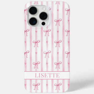 Elegante roze gestreepte Coquette strikken met mon iPhone 15 Pro Max Hoesje