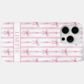 Elegante roze gestreepte Coquette strikken met mon Case-Mate iPhone Case (Achterkant (horizontaal))