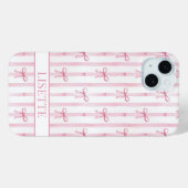 Elegante roze gestreepte Coquette strikken met mon Case-Mate iPhone Case (Achterkant (horizontaal))