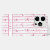 Elegante roze gestreepte Coquette strikken met mon Case-Mate iPhone Case (Achterkant (horizontaal))