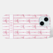 Elegante roze gestreepte Coquette strikken met mon Case-Mate iPhone Case (Achterkant (horizontaal))