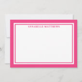 Elegante roze gestreepte monogram notitiekaartje (Voorkant)