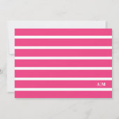 Elegante roze gestreepte monogram notitiekaartje (Achterkant)