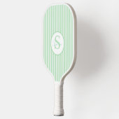 Elegante Roze Gestreepte Monogram Pickleball Paddl Paddle (Links)