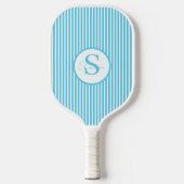 Elegante Roze Gestreepte Monogram Pickleball Paddl Paddle (Voorkant)