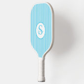 Elegante Roze Gestreepte Monogram Pickleball Paddl Paddle (Links)