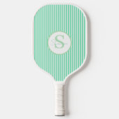 Elegante Roze Gestreepte Monogram Pickleball Paddl Paddle (Voorkant)
