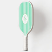 Elegante Roze Gestreepte Monogram Pickleball Paddl Paddle (Links)