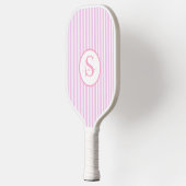 Elegante Roze Gestreepte Monogram Pickleball Paddl Paddle (Links)