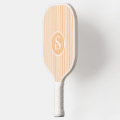 Elegante Roze Gestreepte Monogram Pickleball Paddl Paddle (Links)