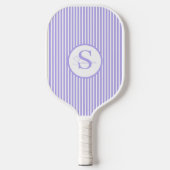 Elegante Roze Gestreepte Monogram Pickleball Paddl Paddle (Voorkant)