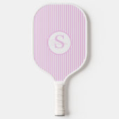 Elegante Roze Gestreepte Monogram Pickleball Paddl Paddle (Voorkant)