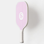 Elegante Roze Gestreepte Monogram Pickleball Paddl Paddle (Links)