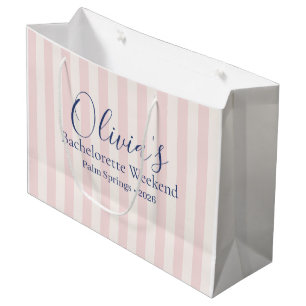 Elegante Roze Gestreepte Retro Meidenavond Groot Cadeauzakje
