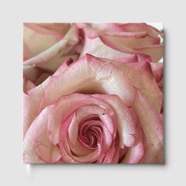 Elegante Roze Getipte Witte Roos Folie Guestbook Gastenboek