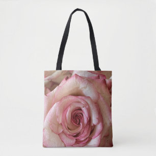 Elegante roze getipte witte roos schouder tas