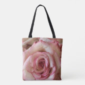 Elegante roze getipte witte roos schouder tas (Achterkant)