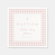 Elegante Roze Gingham Meisje Doop