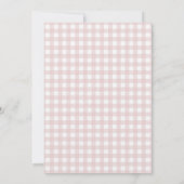 Elegante Roze Gingham Meisje Doop Uitnodiging (Achterkant)