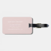 Elegante Roze Gingham Monogram Bagagelabel (Achterkant horizontaal)