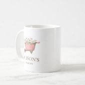 Elegante Roze Gingham Waterverf Tuin Mok (Voorkant links)