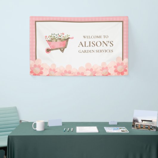 Elegante roze gingham Waterverf tuin Spandoek (Beurs)