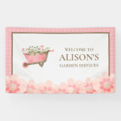 Elegante roze gingham Waterverf tuin Spandoek (Horizontaal)