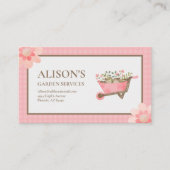 Elegante roze gingham Waterverf tuin Visitekaartje (Voorkant)