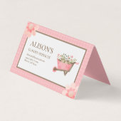 Elegante roze gingham Waterverf tuin Visitekaartje (Voorkant)